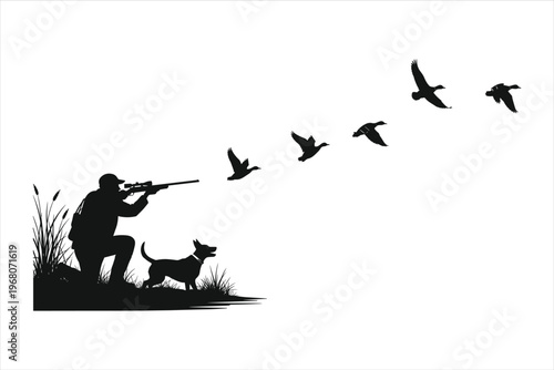 Duck Hunting Silhouette 