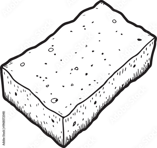 Sponge Hand-drawn Sketch Drawing Vector Illustration, Line Linear Symbol Black and White Engraving, Isolated