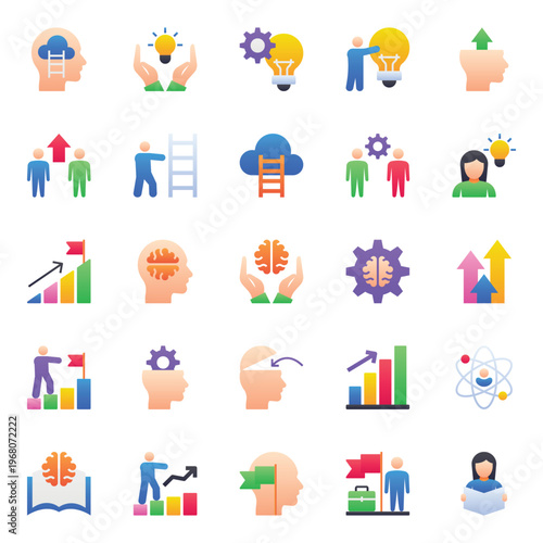 Gradient color icons set for Up skills