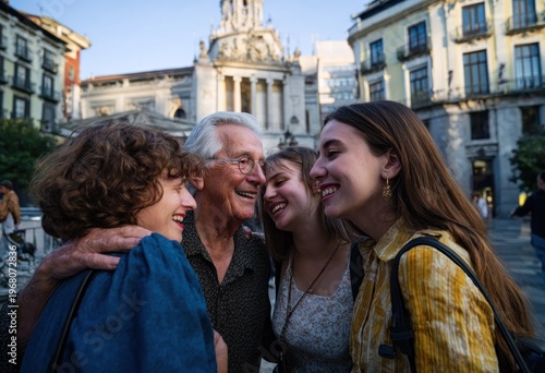 Group of Friends Laughing Together Outdoors.