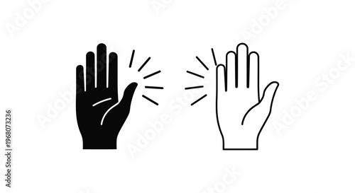 Hand gestures, palm, stop, refuse, reject, black and white vector icons