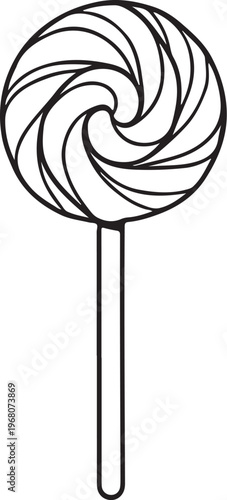 Lollipop Bon Bon Hand-drawn Sketch Drawing Vector Illustration, Line Linear Symbol Black and White Engraving, Isolated