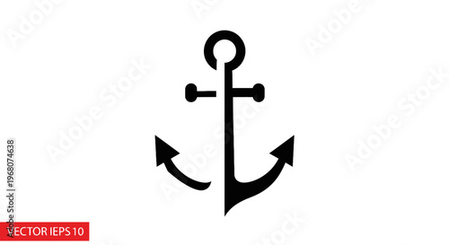 A simple, black anchor icon on a white background, representing nautical themes