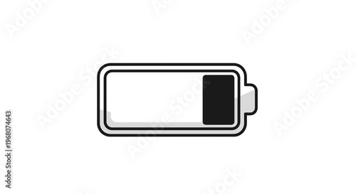 A battery icon depicting partial charge. Rectangular shape with black border, partially filled