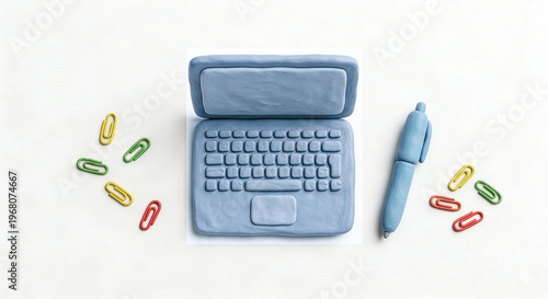 Clay laptop pen office stationery transparent PNG