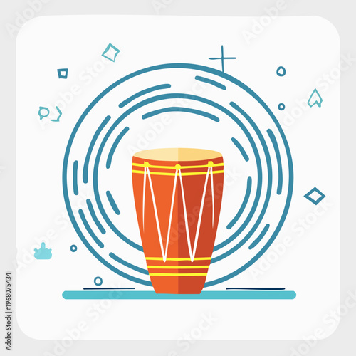 Vibrant Conga Drum Illustration with Energetic Circular Design.