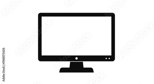 A simplistic black monitor on a white background, displaying a blank white screen