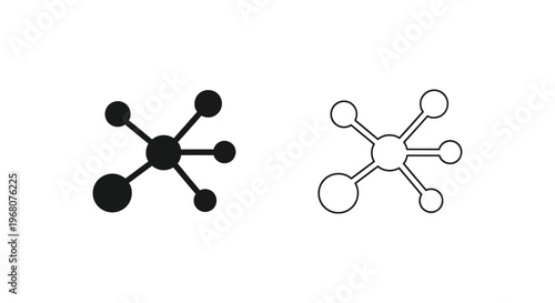 Molecular Structure Black and White Vector