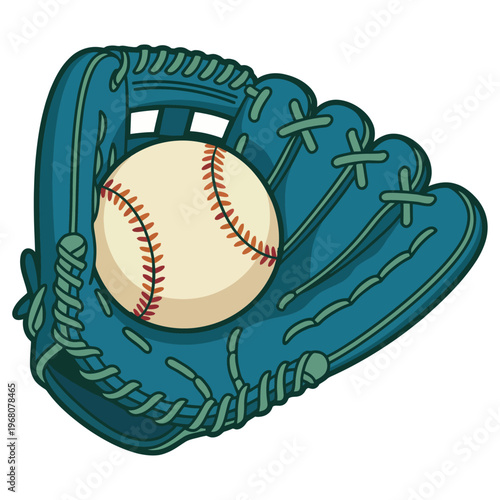 A vibrant baseball glove cradling a baseball, encapsulating the essence of outdoor sports and the joy of playing America's favorite pastime with friends and family.