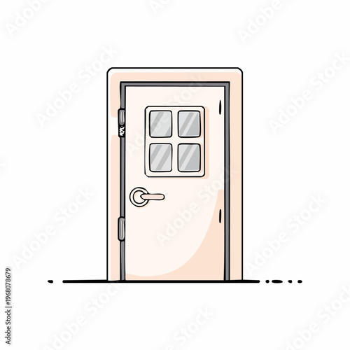 Door with four pane window.