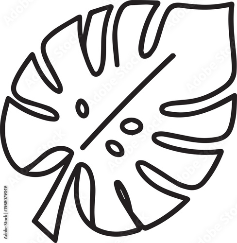 Monstera leaf silhouette, embodying the delicate beauty of botanical illustrations, an exquisite embodiment of natural elegance.