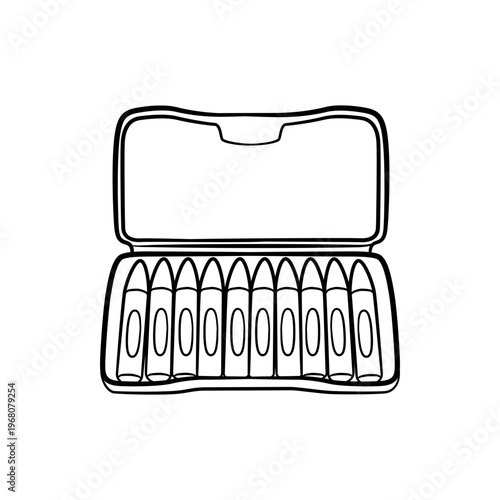 Box of Crayons for Kids Art Line Art Outline