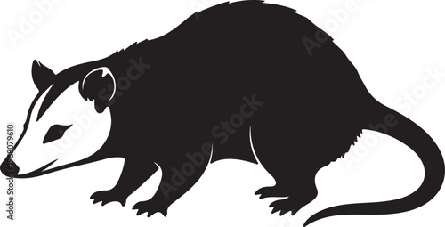 Cute black silhouette of a bear and bear cub isolated on white background cartoon style wildlife illustration