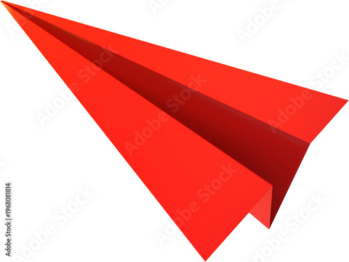 The business concept of a red paper airplane soaring into the air, achieving business goals. ,3d rendering