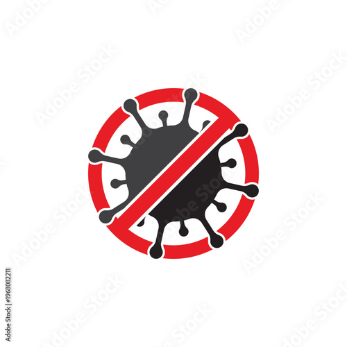 Coronavirus covid-19 prohibition sign flat vector
