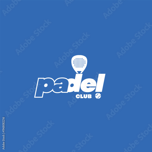 Padel Club Logo with Paddle Racket Icon in Clean Modern Minimalist Style