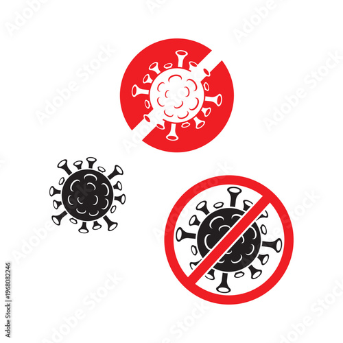Coronavirus covid-19 prohibition sign flat vector