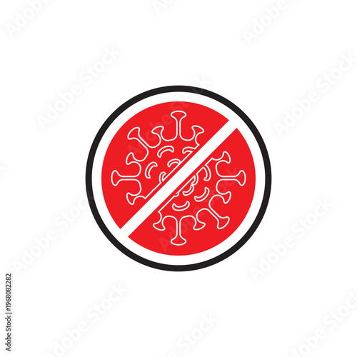 Coronavirus covid-19 prohibition sign flat vector