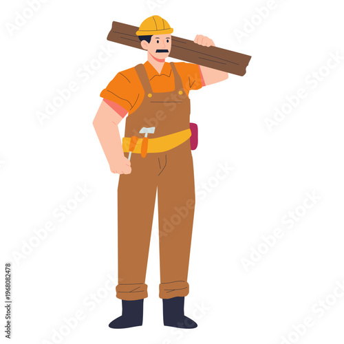 Labor Day Worker Character Flat Illustration