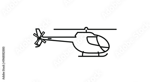 Helicopter Line Art Icon Vector Illustration. Simple Outline Drawing of an Air Transport Vehicle Symbol on White Background