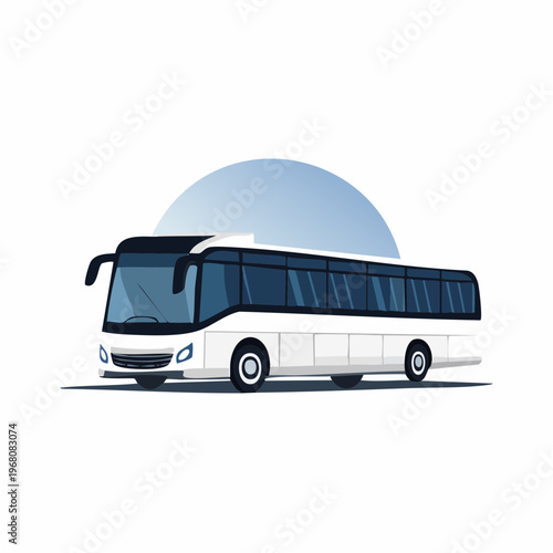 Side profile of a white and black modern coach bus, multiple views public transportation bus from multiple views