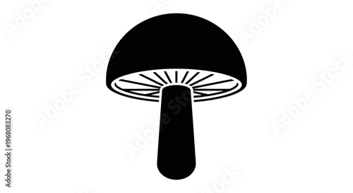 Black mushroom silhouette vector icon. Simple graphic fungi illustration on white background, design element for nature concepts.