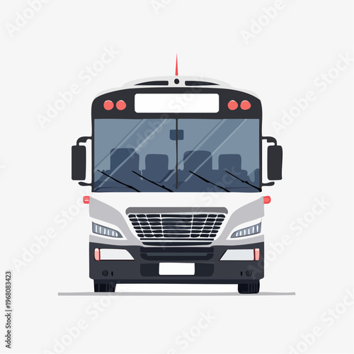 Front view of a modern white and black bus, public transportation bus from multiple views, a detailed vector illustratio