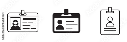 Identification Card and Identity Document vector line icons. Passport, Driver License and ID card outline icon set. Badge, Passport, Credential, Identity and more. Design for website and mobile app. 