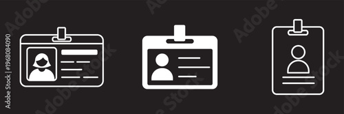 Identification Card and Identity Document vector line icons. Passport, Driver License and ID card outline icon set. Badge, Passport, Credential, Identity and more. Design for website and mobile app. 