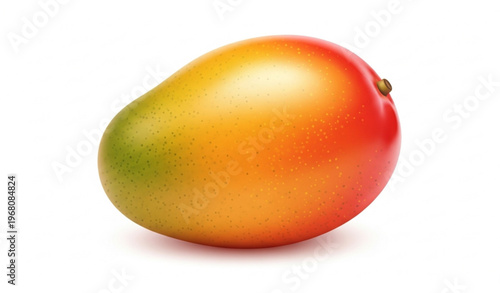 Ripe Mango Realistic Vector Illustration Isolated on White