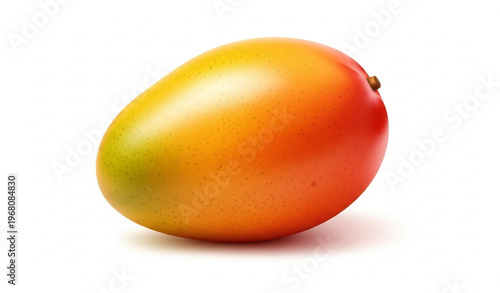 Ripe Mango Realistic Vector Illustration Isolated on White