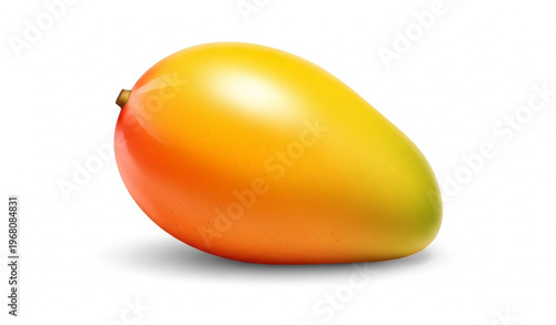 Ripe Mango Realistic Vector Illustration Isolated on White