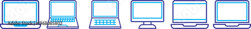 Laptop icons set. Laptop different style. collection Laptops or notebook computer. monitor and laptop icon vector