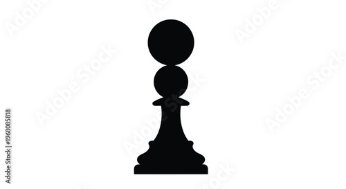 A stark silhouette depicts a chess piece specifically a black bishop against a white background