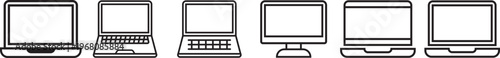 Laptop icons set. Laptop different style. collection Laptops or notebook computer. monitor and laptop icon vector