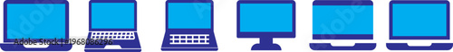 Laptop icons set. Laptop different style. collection Laptops or notebook computer. monitor and laptop icon vector
