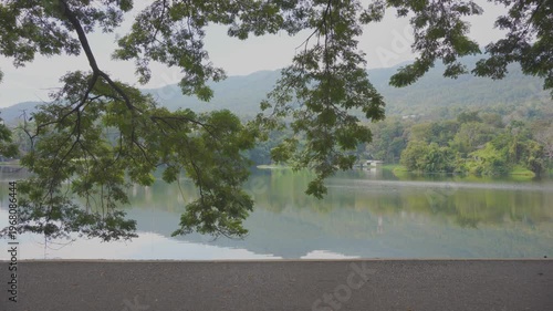 travel and people activity concept with sunrise with cloudy and sky with mountain and lake on morning