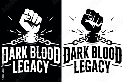 Broken Chain Fist Power Typography Dark Blood Legacy. Freedom Concept Fist Breaking Chains Vector Illustration. Protest Symbol Raised Fist Breaking Chains Illustration. 