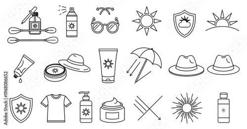 Collection of hand drawn vintage style icons tools clothing and decorative elements