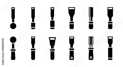 Black paintbrush icons, vector brushes, painting tools, graphic design elements