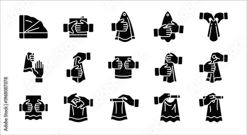 Black and white, hooded figures, monk icons, silhouette, 16 vector graphics