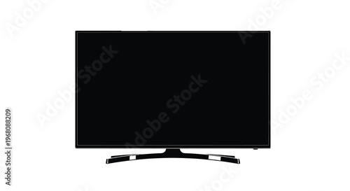 A modern flat screen television is displayed against a stark white background powered off high quality