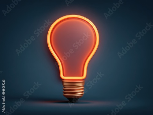 Bright and Glowing Neon Light Bulb Design on Dark Background Ideal for Creativity and Inspiration in Modern Home Decor or Artistic Projects
