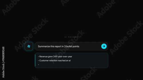Ai Prompt Input with Screen displaying bulletpoint summary report, ideal for presentations, analysis, business reviews, and data visualization purposes in a professional setting.