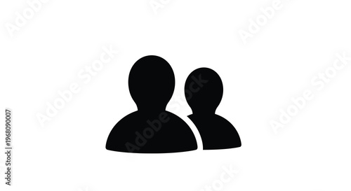 A simple black silhouette depicts two generic human figures standing closely together high quality professional detailed