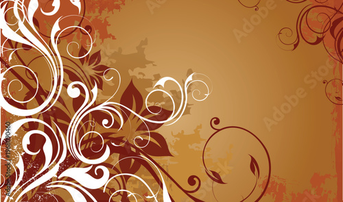 Konstfotografi Abstract floral design with swirling white and dark red elements on a warm gradient background, rich earthy tones create a sophisticated and natural feel, elegant vector illustration