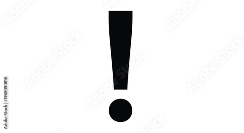 A stark black exclamation mark dominates a plain white background conveying urgency or emphasis high quality