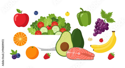 Healthy Fresh Food Fruits Vegetables Fish