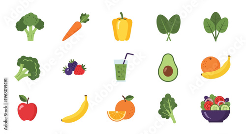 Healthy Food Illustration Fruits Vegetables Smoothie
