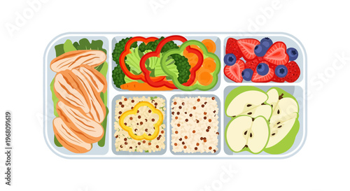 Healthy Meal Illustration Lunchbox Salad Fruits Vegetables